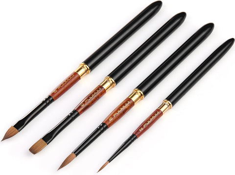 Fuumuui Sable Travel Watercolor Brushes, Fuumuui 4pcs Elegant Kolinsky Sable Watercolor Travel Brushes Travel Watercolor Kit with Leather Pouch Perfect for Watercolor Gouache Ink Painting