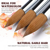 Fuumuui 9pcs Sable Watercolor Brushes Round Pointed Oval