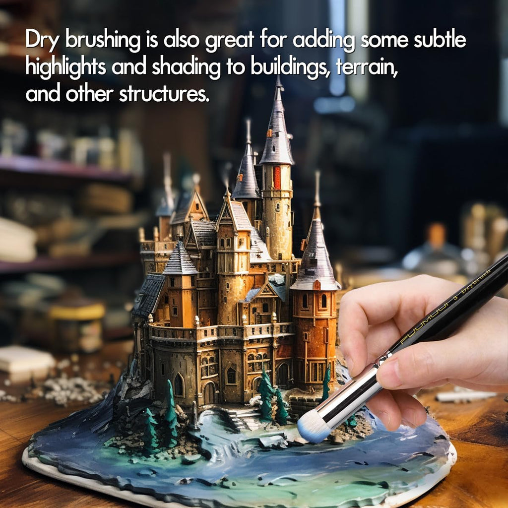 Dry Brush for Miniature Painting,Dome Dry Brush with Flat Drybrush