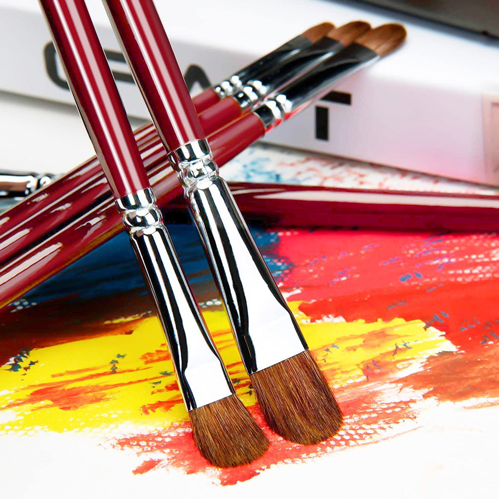 Artists Filbert Brushes 6 pcs Brush Set for Oil & Acrylics