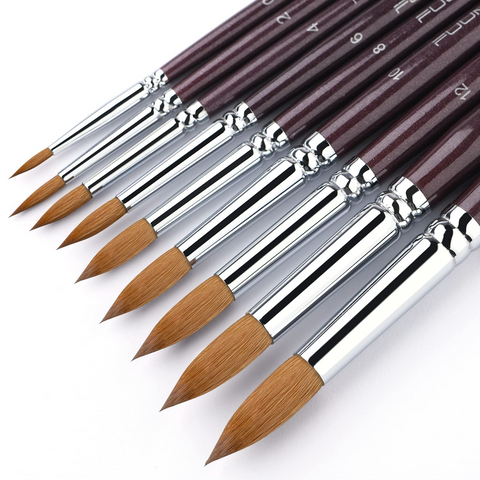 Fuumuui Sable Watercolor Brushes Professional, Fuumuui 6Pcs Kolinsky Sable  Brush with Round Pointed, 1/4 & 3/8 Dagger Striper from Detail to Wide
